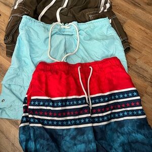 Swim Shorts Trio - Red, Blue, Brown